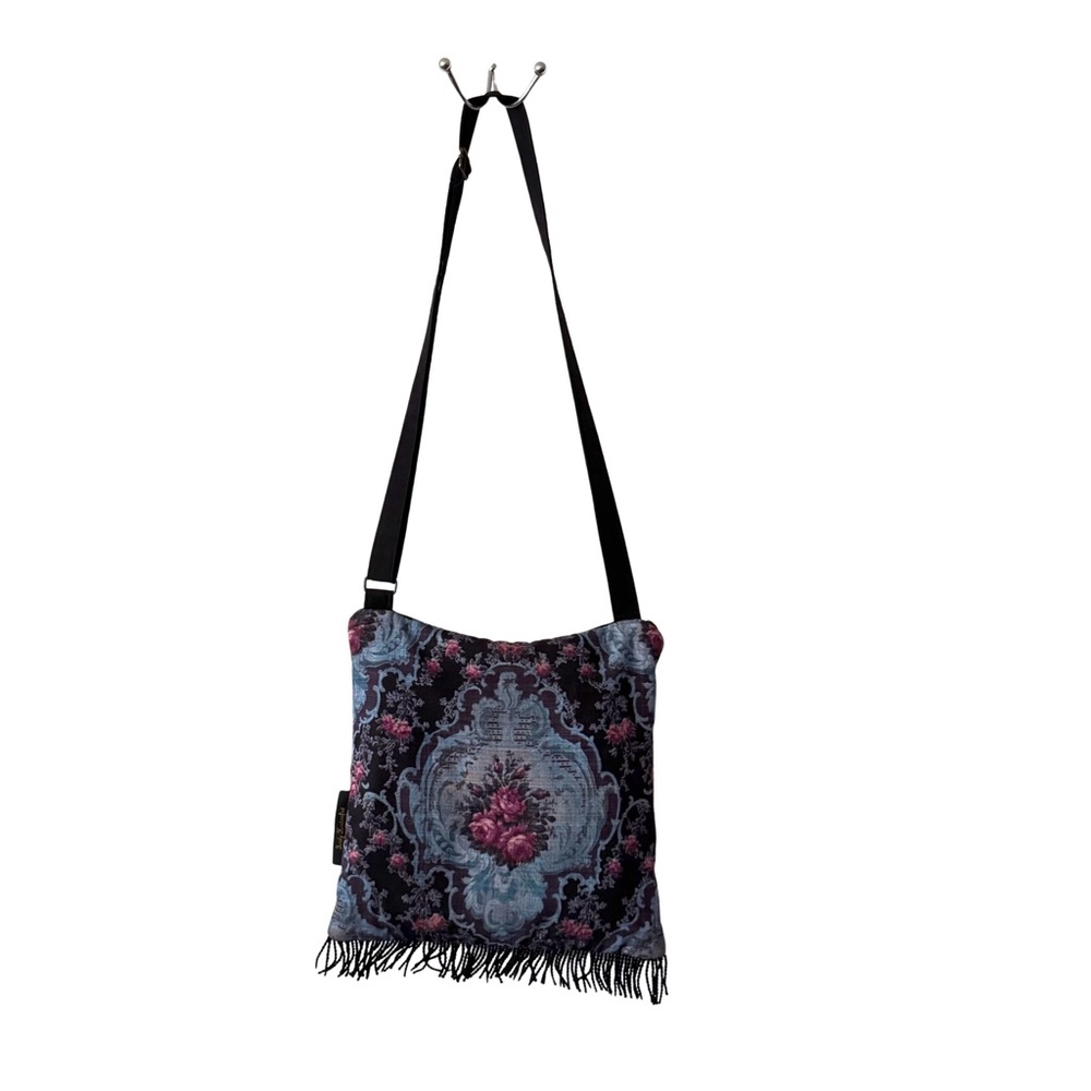 Boho Fabric Hobo Bag with pockets Retro Floral Hippie Bag Fringe Purse Crossbody - Picture 3 of 8